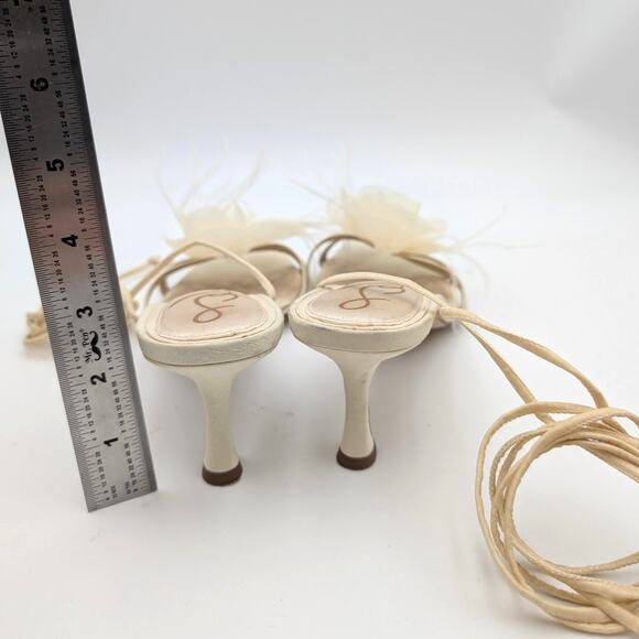 Sam Edelman Pammie Flower Kitten Heel Women's Sandals Pearl Ivory Size US7 - Picture 5 of 12